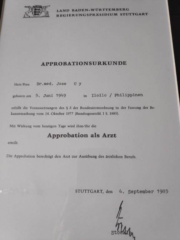 Approbationsurkunde - Approbation als Arzt