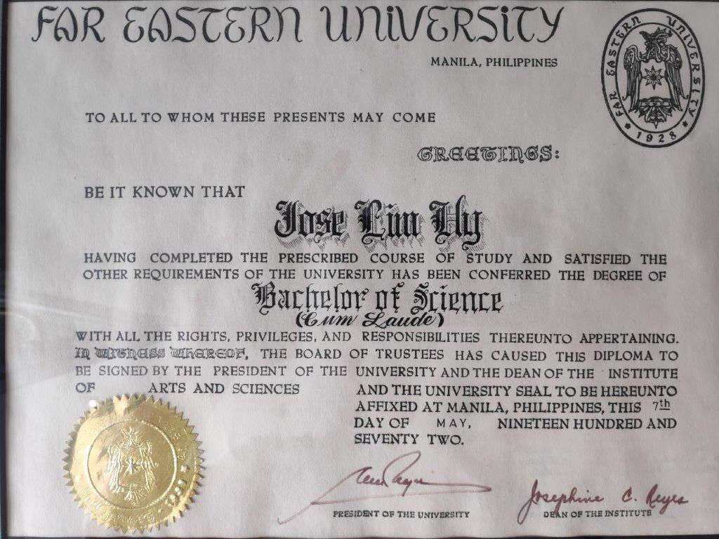 Bachelor of Science (Cum Laude) - Far Eastern University, Manila