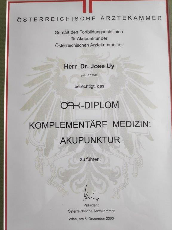 ÖÄK-Diplom Komplementäre Medizin: Akupunktur