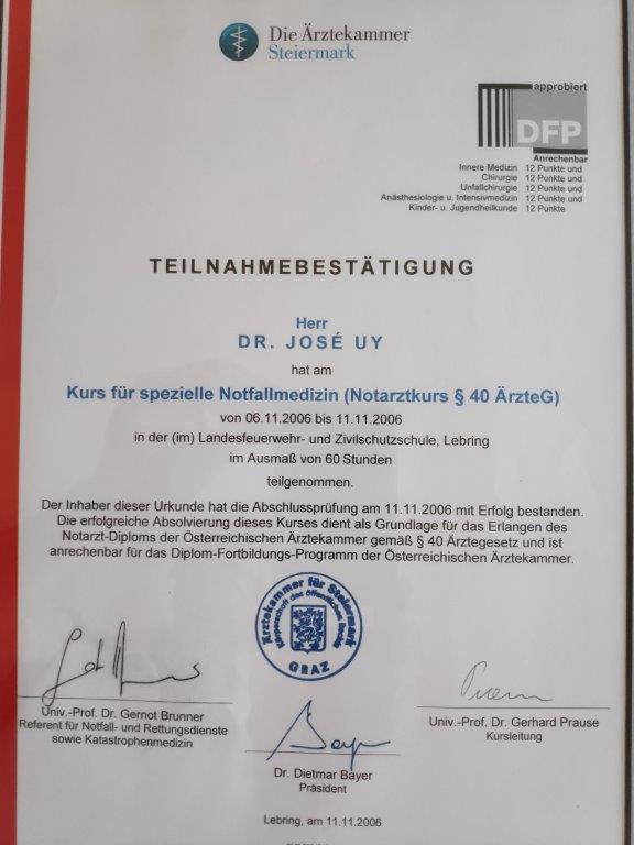 Notfallmedizin Zertifikat